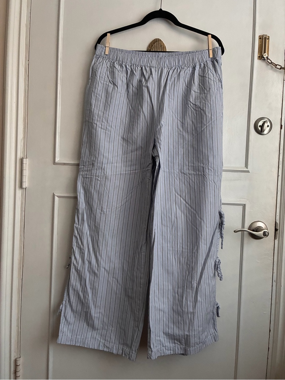 Wild Fable Light Blue and White Striped Elastic Waist Pants